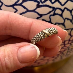 LAGOS Silver Beaded Ring with Gold Accent